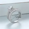 Band Rings Classic Six Round Ring Set Luxury Crystal White Zircon Engagement Silver Color Wedding Set for Women