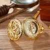 Pocket Watches Gold Octopus Mechanical Watch Steampunk Skeleton Hand Wind Golden Clock Fob With Pendant Chain For Men Ladies
