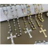 Hänge halsband hänge halsband 8mm kors radband halsband deguadalupe crucifix kedja rostfritt stål smycken män och kvinnor släpp leveranshängen dhkbi