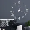 Horloges murales grande horloge Quartz aiguille 3D bricolage décoratif cuisine acrylique miroir autocollants surdimensionné décor à la maison 230531