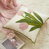Federa per cuscino Copertura decorativa romantica francese Luce di lusso Fiore rosa Ricamo Casi Cuscino per divano Home Dector