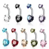 Stainless Steel Punk Style Heart Navel Belly Button Rings Red Zircon Belly Piercing Body Jewelry Women Gifts