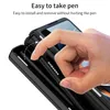 Luxury Magnetic Hinged Pen Slot Leather Vogue Phone Case for Samsung Galaxy Folding Z Fold3 Fold4 5G Carbon Fiber Membrane Bracket Fold Shell with Protective Film