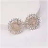 Stud Sparkly Rhinestone Round Earrings For Women Boho Mticoloured Crystal Flower Charms Jewelry Party Bijoux Drop Delivery Dhtyy