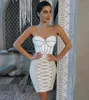 Dresses 2022 New Summer Pink White Sexy Sleeveless Strapless Dress Rayon Bandage Nightclub Party Bodycon Mini Outfit Vestido Wholesale