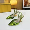 Designer Sandals First Sandal Silver Tone Sequined Leather Platform Alien Heel Sandal Slingback Heels Pantoufles Classic Summer Fashion Beach Sandal