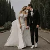 Stunning Detachable Train Wedding Dresses Off The Shoulder Cascading Ruffles Bridal Dress Satin Mermaid Country Mariee 326 326