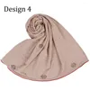 Halsdukar D04 2023 Autumn Winter AirSnow Diamond Stretchy Hijab Scarf sjal med färgade linjer för Nederländerna muslimska kvinnor