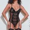 Body Modelador Sexy Feminino Lingerie Feminina Renda Com Bordado Floral Body Shaper Transparente Mesh Fancy Femlae Sensual