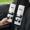 Ny söt tecknad panda docka plysch universal ratt auto säkerhetsbälte omslag imitera lamm ull vinter biltillbehör