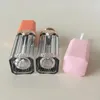 Speicherflaschen hochwertige 8 ml leere klare Lipglossrohre Quadratorange/rosa Deckelglasur DIY Kosmetischer Packungsbehälter