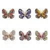 Pins Brooches Wholesale of 6 multicolored crystal rhinestone butterfly brooches suitable for girls' dresses hats shoes jewelry decoration G230529
