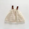 Fille robes 2023 été coréen enfant enfant en bas âge princesse robe mode fronde maille sans manches dentelle robe enfants bébé