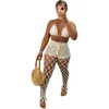 Tute da donna FNOCE Summer Women's Hollow See-through Bralette Due pezzi Beach Style Fishnet Hand Hook Sexy Fashion Suit lavorato a maglia