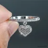 Bandringar söta kvinnliga kristallhjärta hängande ring trendig guld silver färg engagemang charm zirkon bröllop för kvinnor