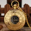 Pocket Watches Luxury Golden Watch City Sky Musical Quartz Analog Display Roman Number Case Pendant Chain Collectible Clock Gift