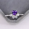 Bandringe Niedliche weibliche kleine blaue grüne Herz-Ring-Kristall-Silber-Farbe für Frauen Versprechen Hochzeit Verlobung