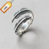 925 Sterling Silber Blatt-Feder-Form-Ringe, silberne Öffnung, verstellbare Ringe für Männer oder Frauen