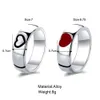 Moda różowa miłość serce świetliste pary pierścionek dla kobiet mężczyzn retro glow w ciemnym srebrnym kolorze regulowanym palcem pierścienie biżuterii