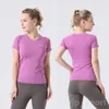 Yoga Femme Sport À Manches Courtes Running Fitness Tops Sexy Gym T-Shirts Couleur Unie Tee Shirt Respirant En Plein Air Yogas Débardeur Exercice Séchage Rapide