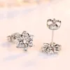 Stud Earrings Silver Earring Fashion Jewelry Peach Blossom Flower Shiny Crystal 925 Sterling For Women Wholesale Gift