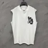 Camisa masculina de algodão graffiti carta impressa em torno do pescoço sem mangas camiseta verão solto exercício fitness colete