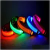 Dog Collars Leashes Nylon Led Pet Collar Night Safety Flashing Glow In The Dark Leash Dogs Luminous Fluorescent Supplies Drop Deli Dh8Ws