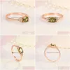 Anéis de banda Moda Rosegold Cor Clássica Imitação Peridoto Para Mulheres Elegante Oval Zircão Anel de Noivado Jóias Simples Presentes Dro Dhlyb