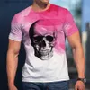 メンズTシャツ夏のファッションカジュアルトレンドスカルグラフィック面白い男Tシャツヒップホップ3Dプリントハラジュクパーソナリティラウンドネック半袖トップT230601