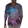 Camicie casual da uomo Star Cloud Camicia estetica Uomo Galaxy Stampa Autunno Novità Camicette Design a maniche lunghe Top oversize