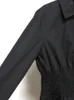 Casual Dresses Lady Elastic Waist Zipper Mini Dress Long Sleeve Turn-Down Collar Women Black Loose Shirt Short Robe 2023 Early Fall