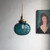 Anhängerlampen kreativer Bar Schlafzimmer Nachthänge Hanging Leuchte Hosendu E27 Japanischer Stil Retro Messingglas Lampe Farbe Kronleuchter