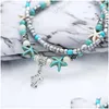 Anklets Bk Lots Turtle Pendants Anklet Turquoise Ankle Bracelets Chain Foot Stainless Steel Jewelry Party Decorations Mothers Day Gi Dhkb7