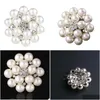 Alfinetes broches pérola floral flor de cristal alfinetes para mulheres decoração nupcial roupas ornamento diy drop delivery jóias dhqie