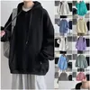 Men'S Hoodies Sweatshirts Mens Autumn Korean Version Of The Solid Color Sweater Trend Wild Hooded Thick Coat Loose Longsleeved Dro Dhltg