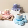 Muggar Toppklass INS Ceramic Coffee Cup and Saucer Set Återanvändbar härlig frukost Tea Milk Espresso Mug Gift Home Restaurant El Use