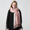 Scarves Thick Winter Cashmere Shawl For Women Solid Double Side Pashmina Warm Blanket With Tassel Foulard Fashion Bufanda 2023