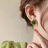 Orecchini a bottone 2023 Fiore di cristallo verde sfumato coreano per le donne Regali di gioielli di temperamento irregolare di zircone di lusso