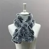 Scarves IANLAN Rex Fur For Womens Winter Real Knitted Floral Style Mufflers Girls Solid Soft Wraps IL00521