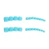 Valse Nagels 24 stks Korte Vierkante Nep Teen Druk Op Acryl Nail Kits Wearable Lake Blue Teennagels Kunstmatige Voeten Tips