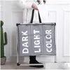 Storage Baskets 3 Compartments Organizer Basket Dirty Clothes Sundries Wash Waterproof Folding Laundry Bag Drop Delivery Home Garden Dhlmg