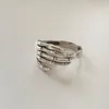 Anéis de casal ajustável anel de prata esterlina 925 tendência punk crânio mão neutro anel de dedo criativo festa jóias anel Kofo