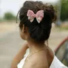 Acessórios de cabelo Thumblina Pinky Rhinestone Princesa Hairgrips Glitter Bows Com Clip Dance Party Bow Girls Hairpin