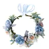 Kleidungs-Requisiten für kleine Mädchen, Sonderangebot, blauer Rosenkranz, Waldblumen-Kopfbedeckung, Urlaubsaccessoires, Hochzeitsfotografie, Haarschmuck, Durchmesser 16 cm, HH-0037-A