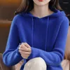 Women's Sweaters S-XXLCasual Premium Cashmere Wool Sweater Solid Color Knit Pullover Ladies Long Sleeve Hooded Autumn And Winter