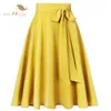 Jurken Sishion Nieuw Design Jupe Casual Party Lange Chiffon Rok voor Vrouwen Ss0025 Hoge Taille Zwart Roze Geel Rokken met Zakken