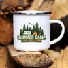 Tumblers Caravan Printed Camper Cup Enamel Adventure Wildfire Party Beer Juice Mountain Handle Gift 230531