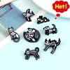 4-7pcs broches de style punk cool squelette crâne animal dinosaure chat dark émail insigne gothic shirt épingle bijoux bijoux cadeau en gros