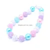 Colliers De Perles 2 Pcs Est Conception Beautif Collier Cadeau De Fête D'anniversaire Pour Les Tout-Petits Filles Bubblegum Bébé Enfants Chunky Bijoux Drop Del Dhwoa