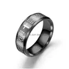 Band Rings Black Gold Sier Colour Titanium Steel English Letter Prayer Ring Mens Bible Cross For Women Jesus Jewelry Drop Delivery Dhx5X